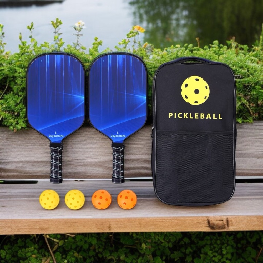 NIB Pickleball Paddle Set 2 Paddles 4 Balls Carry Bag Outdoor Indoor